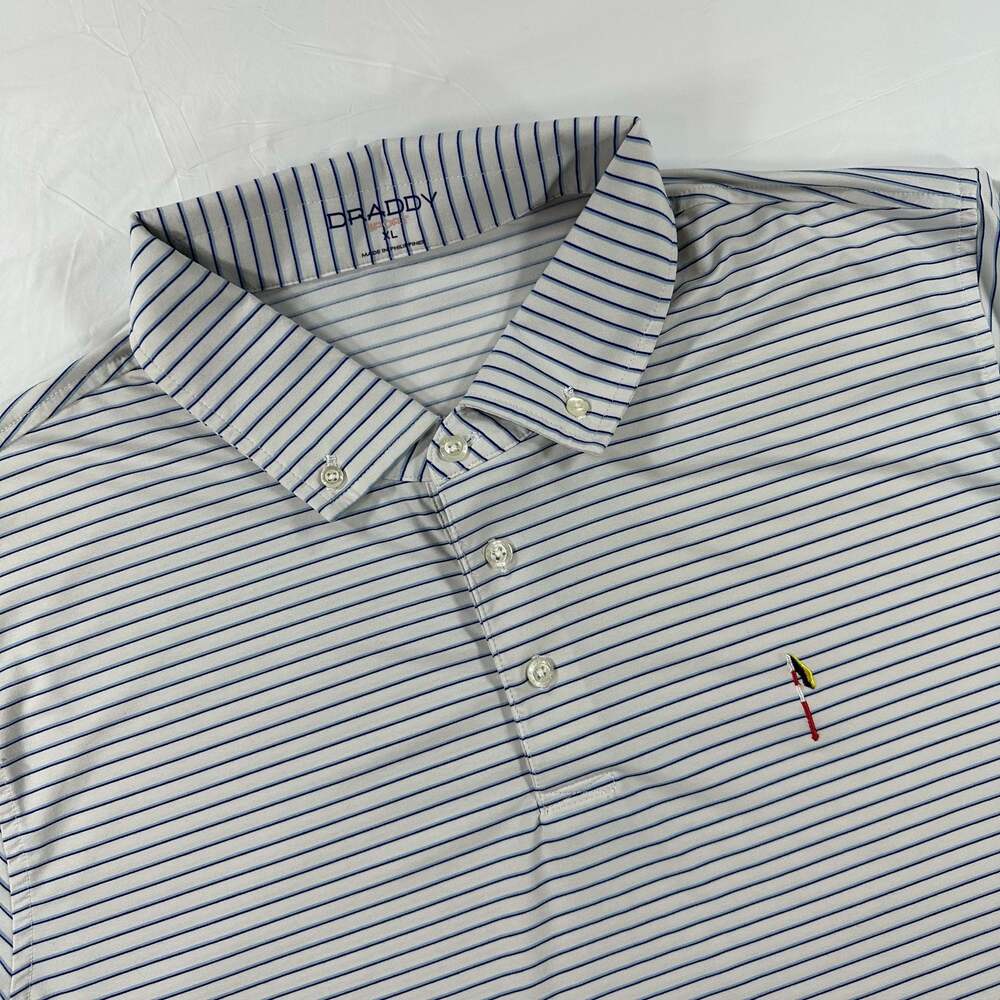 Draddy Sport Striped Polo with Golf Flag Embroidery Performance Size XL